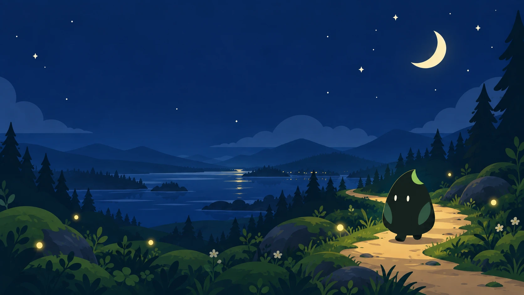 StepIsland illustrated night landscape
